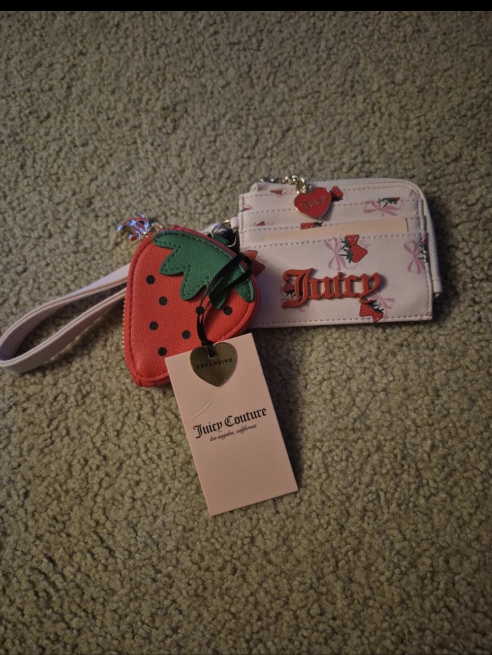 Juicy Couture Exclusive Sweet Strawberry Zip Card Case Wristlet